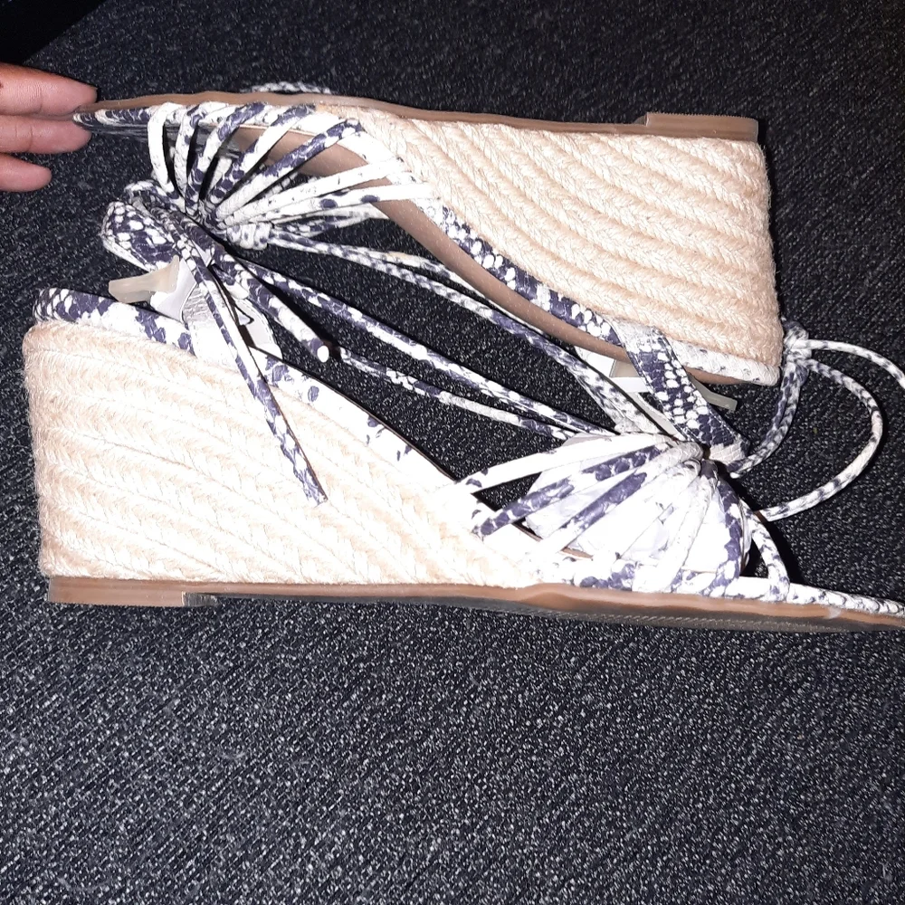 Torrid Snakeskin Print Faux Leather Ankle Wrap Wedges